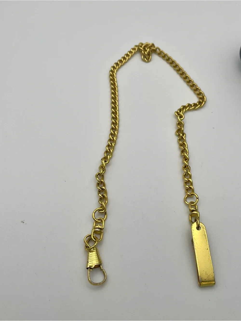 Vintage Gold Tone Classic Curb Link Pocket Watch Vest Chain. 18 inches